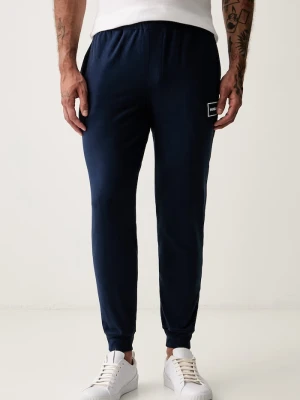 HUGO spodnie lounge męskie bawełniane z elastanem Laze Pants CW granatowy