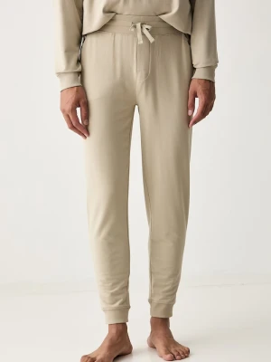 HUGO spodnie lounge męskie z bawełną NOAH PANTS beżowy