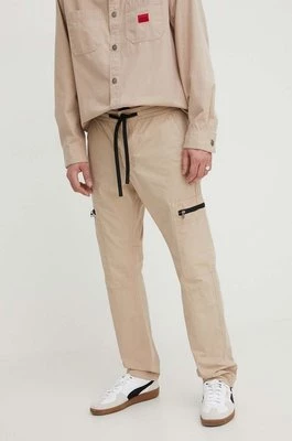HUGO spodnie męskie kolor beżowy proste