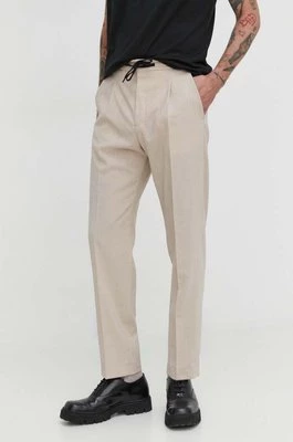 HUGO spodnie męskie kolor beżowy w fasonie chinos 50513977