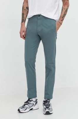 HUGO spodnie męskie kolor zielony dopasowane