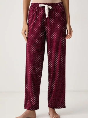 HUGO spodnie piżamowe damskie z modalem CASUAL PANTS czerwony