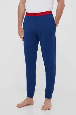 HUGO spodnie piżamowe męskie kolor granatowy gładka 50493128