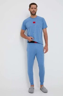 HUGO spodnie piżamowe męskie kolor niebieski wzorzysta