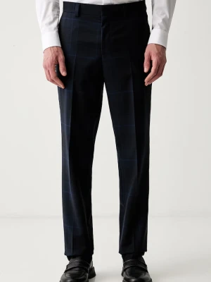 HUGO spodnie slim fit męskie wełniane Hogan263X granatowy
