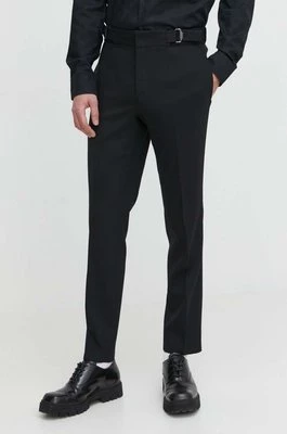 HUGO spodnie z domieszką wełny kolor czarny w fasonie chinos 50514141