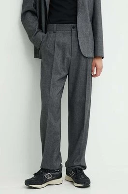 HUGO spodnie z domieszką wełny kolor szary w fasonie chinos 50520686