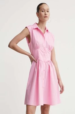 HUGO sukienka bawełniana kolor różowy mini rozkloszowana 50512904