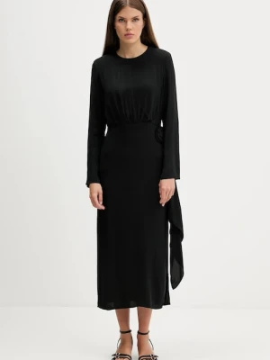 HUGO sukienka kolor czarny maxi rozkloszowana 50547704