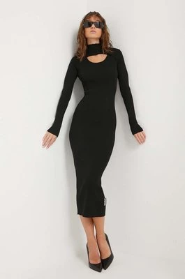 HUGO sukienka kolor czarny midi dopasowana