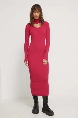 HUGO sukienka kolor różowy midi dopasowana