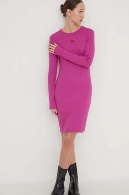 HUGO sukienka kolor różowy mini dopasowana 50508635