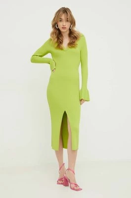 HUGO sukienka kolor zielony maxi dopasowana 50507922