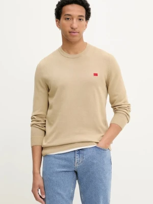 HUGO sweter bawełniany San Cassius-C1 kolor beżowy lekki 50475083