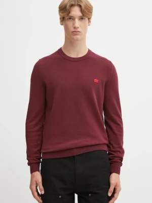 HUGO sweter bawełniany kolor bordowy lekki 50475083