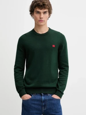 HUGO sweter bawełniany kolor zielony lekki 50475083