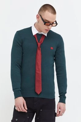 HUGO sweter bawełniany kolor zielony lekki 50475083