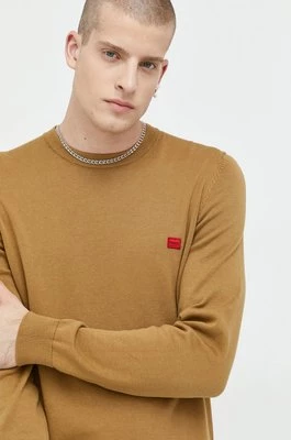 HUGO sweter bawełniany męski kolor brązowy lekki 50475083CHEAPER