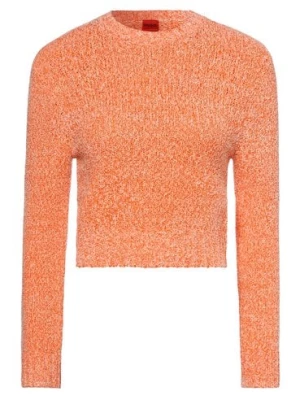 HUGO Sweter damski Kobiety Sztuczne włókno pomarańczowy marmurkowy,