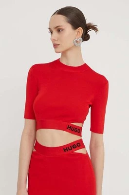 HUGO sweter damski kolor czerwony lekki 50508600