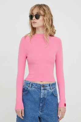 HUGO sweter damski kolor różowy lekki 50508993