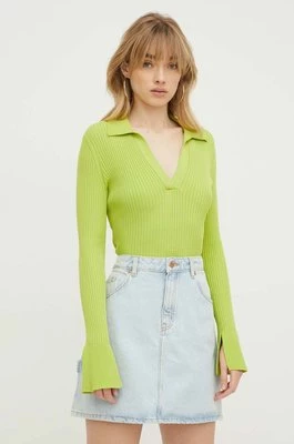 HUGO sweter damski kolor zielony lekki