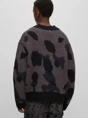 HUGO Sweter Sattiner | Oversize fit | z dodatkiem wełny