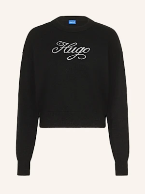 Hugo Sweter Slogix Z Błyszczącą Przędzą schwarz