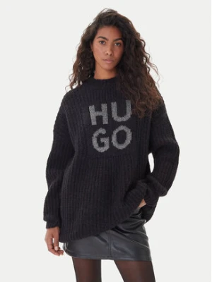 HUGO Sweter Sloguis 50548245 Czarny Oversize