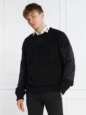 HUGO Sweter Sutil | Relaxed fit | z dodatkiem wełny