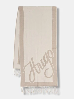 HUGO szalik i rękawiczki damski kolor beżowy wzorzysty 50551647