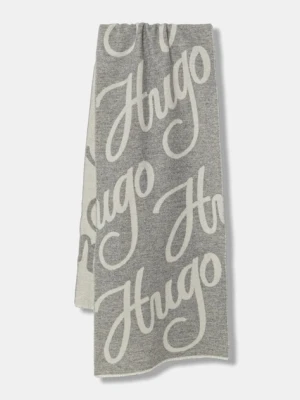 HUGO szalik wełniany Byanca_40*180 kolor szary wzorzysty 50524789
