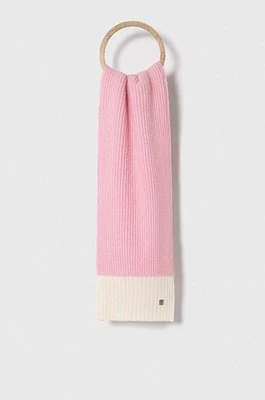HUGO szalik z domieszką wełny kolor różowy gładki