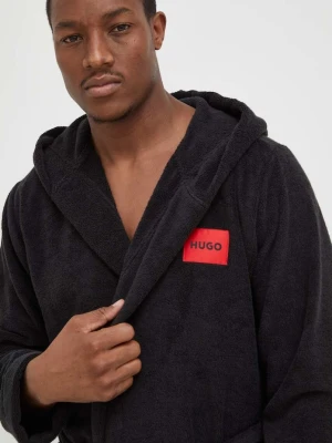 HUGO szlafrok Terry Gown Hooded czarny