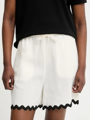 HUGO szorty damskie z dodatkiem lnu Haslala-1