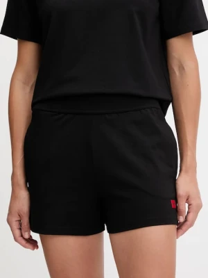 HUGO szorty lounge damskie kolor czarny gładkie high waist 50556815