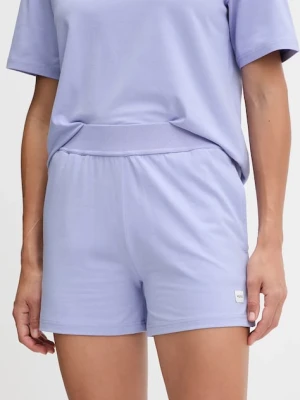 HUGO szorty lounge damskie kolor fioletowy gładkie high waist 50556815