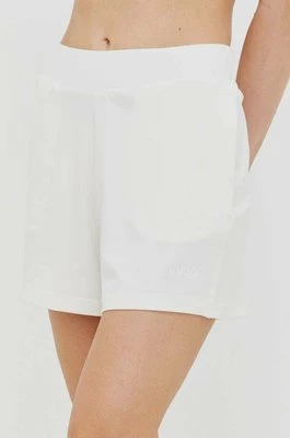 HUGO szorty lounge kolor biały gładkie high waist