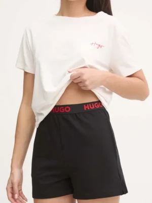HUGO szorty lounge kolor czarny gładkie high waist