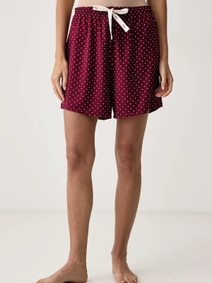 HUGO szorty piżamowe damskie z modalem CASUAL SHORTS bordowy