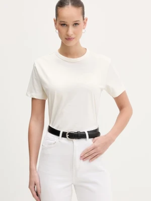 HUGO t-shirt basic damski bawełniany Damacia_7 beżowy
