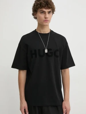 HUGO T-shirt basic męski bawełniany Dinkee czarny