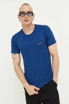 HUGO t-shirt bawełniany 3-pack kolor niebieski z nadrukiem 50480088