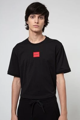 HUGO t-shirt bawełniany 50447978 kolor czarny z nadrukiem 50447978