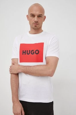 HUGO t-shirt bawełniany 50467952 kolor biały z nadrukiem 50467952