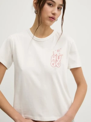 HUGO t-shirt bawełniany beżowy