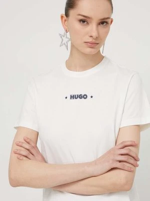 HUGO t-shirt bawełniany damski kolor biały 50518339