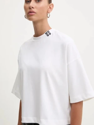 HUGO t-shirt bawełniany damski kolor biały 50520187