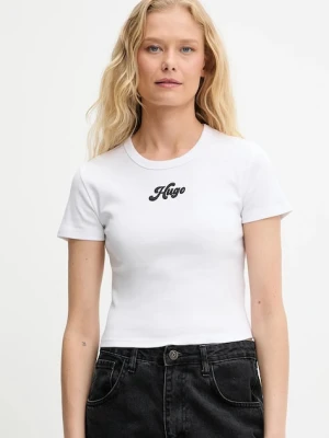 HUGO t-shirt bawełniany damski kolor biały 50539132