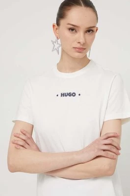 HUGO t-shirt bawełniany damski kolor biały 50518339